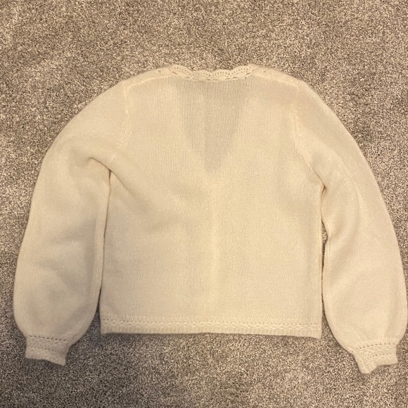 Sézane Angelie Cardigan in Ecru Ivory White Wool Blend Long Sleeves - Picture 11 of 11